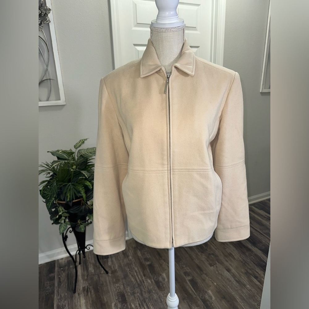 Mark Shale Women’s Wool Cashmere Blend Zippered Jacket With Pockets Size 14